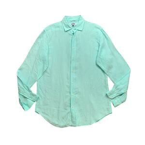 Love Brand & Co Shirt Mens XL Extra Large Sea Mist Linen Long Sleeve Button Up